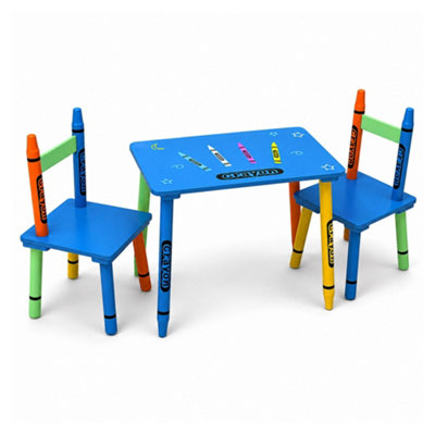 Oypla Childrens Wooden Crayon Table And Chairs Set Kids Room Furniture from B&Q