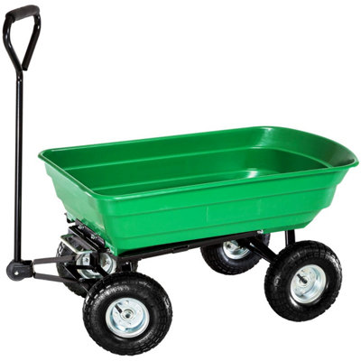 Oypla Heavy Duty Garden Cart With Tipping Barrow Trolley Green
