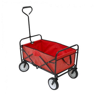 Oypla Red Heavy Duty Foldable Garden Festival Trolley Folding Cart Wagon Truck Wheelbarrow from B&Q