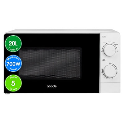 B&Q -  White Microwave 700W 20L Manual With 5 Power Levels & Defrost Amm2005