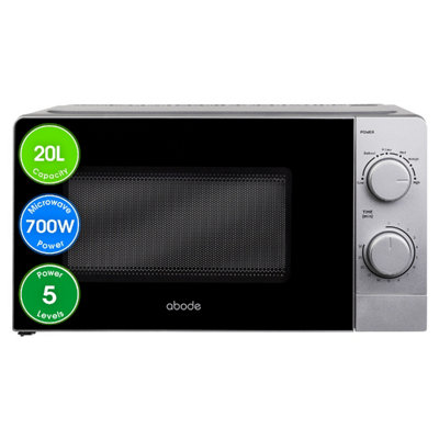 Abode Silver Microwave 700W 20L Manual With 5 Power Levels & Defrost Amm2005S from B&Q