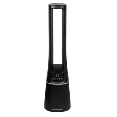 Russell Hobbs Bladeless Tower Fan Black Remote Control 107cm 22W Quiet ...