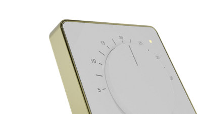 Prowarm Touch Iq M SeriesWhite Dial ThermostatBrass Trim from B&Q