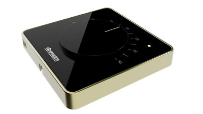 Prowarm Touch Iq M SeriesBlack Dial ThermostatBrass Trim from B&Q