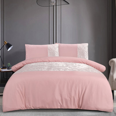 Smart Living Soft & Elegant Cosy Velvet Cuff Panel Duvet Cover Set With Pillowcases from B&Q