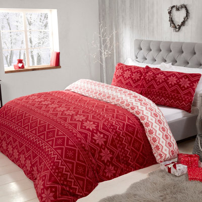 Smart Living Fairisle Flannel Fleece Reversible Duvet Cover With Pillowcases from B&Q
