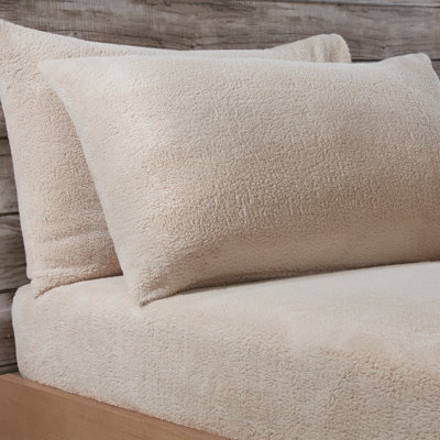 Smart Living Teddy Fleece Warm & Cosy Housewife Pillowcase PairNatural from B&Q