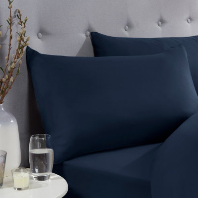 Smart Living Super Soft Warm Cosy Plain Dye Housewife Pillowcases PairNavy from B&Q