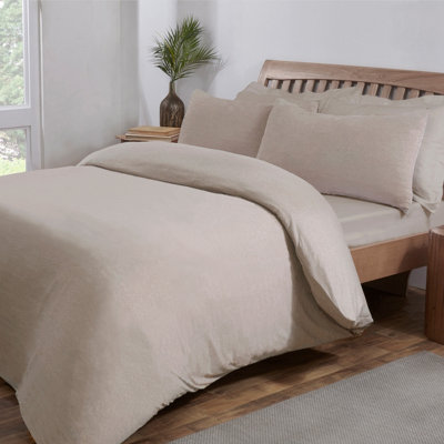 Smart Living Luxury Polycotton Easy Care Bedding Quilt CoverTextured Duvet Cover SetBed CoversJersey Melange from B&Q