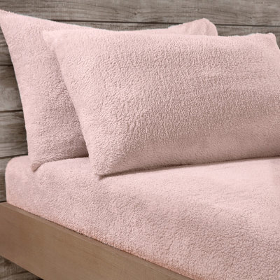 Smart Living Teddy Fleece Warm & Cosy Housewife Pillowcase PairBlush from B&Q
