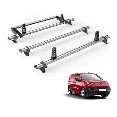 B&Q -  Citroen Berlingo (2018+) Roof Rack 3 Aluminium Roof BarsRear Ladder Roller With Loadstops Ultibar Plus Vg338-3/vgr-31