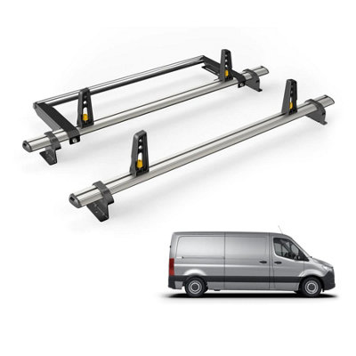 B&Q -  Mercedes Sprinter (2018+) Roof Rack 2 Aluminium Roof BarsRear Ladder Roller With Loadstops Ultibar Plus Vg236-2/vgr-18