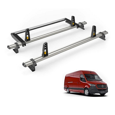 B&Q -  Mercedes Sprinter (2018+) Roof Rack 2 Aluminium Roof BarsRear Ladder Roller With Loadstops Ultibar Plus Vg236-2/vgr-06