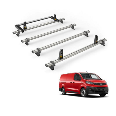 B&Q -  Vauxhall Vivaro (2019+) Roof Rack 4 Aluminium Roof BarsRear Ladder Roller With Loadstops Ultibar Plus Vg335-4/vgr-09
