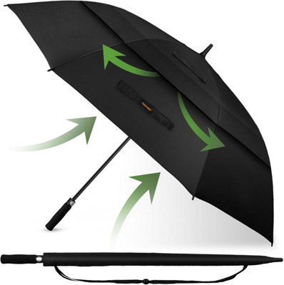 Tecknet Golf Umbrella 68 Inch, Windproof Strong Double Canopy Vented, Automatic Open Wind Protection Stick Umbrellas Large