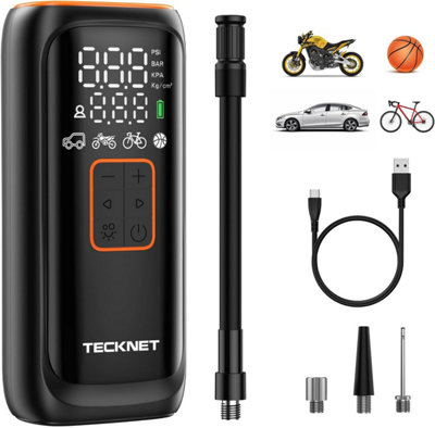 Tecknet Tyre Inflator Portable Air Compressor, 2X2000mah & 150Psi Electric Air Pump With Led Accurate Pressure Lcd Display Light
