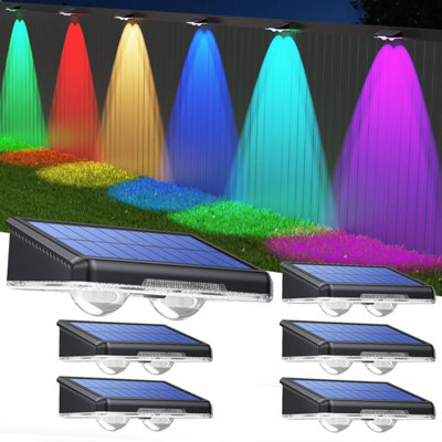 Tecknet Solar Fence Lights Outdoor Garden6 Pack Wall Ip 65 WaterproofBright Powered Rgb Mode For Outside Deck Patio Decking from B&Q