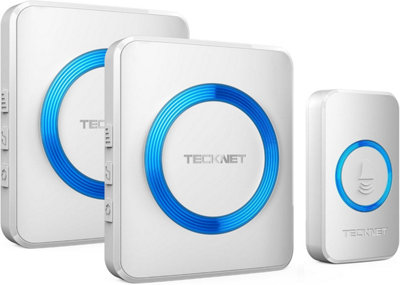 Tecknet Wireless Doorbell: 400M RangeIp65 Waterproof. 60 Chimes120Db Loud5 VolumesBlue Light. Plug-In. from B&Q