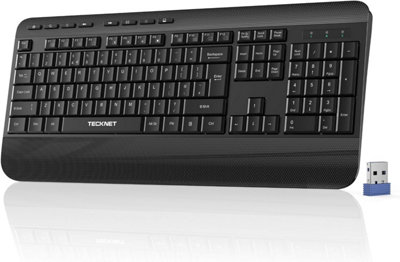 Tecknet Wireless Keyboard: Full-Size With Wrist Rest20 Shortcut Keys. Spill-Resistant2.4G Silent. For Windows/pc/laptop. from B&Q