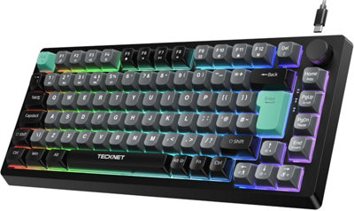 Tecknet Rgb Gaming Keyboard: 83 KeysVolume Knob. 75% Compact26-Key Anti-GhostingSilent. Ip32 Water/dust Resistant. from B&Q