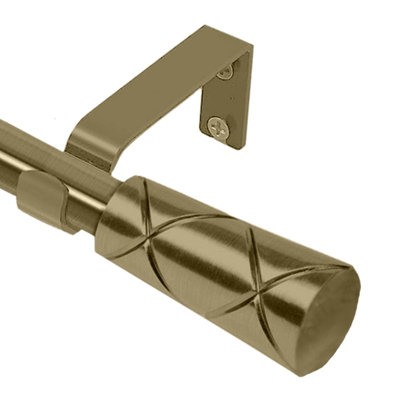 Moonlight Bedding Extendable Metal Curtain Pole With Cylinder Finials-Adjustable Plain Curtain Rod (Antique Brass63-118 Inches) from B&Q