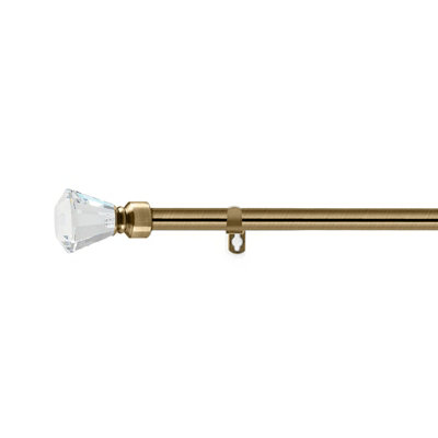 Moonlight Bedding Extendable Metal Curtain Pole With Crystal Finials-Adjustable Plain Curtain Rod (Antique Brass63-118 Inches) from B&Q