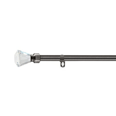 Moonlight Bedding Extendable Metal Curtain Pole With Crystal Finials-Adjustable Plain Curtain Rod (Chrome63118 Inches) from B&Q
