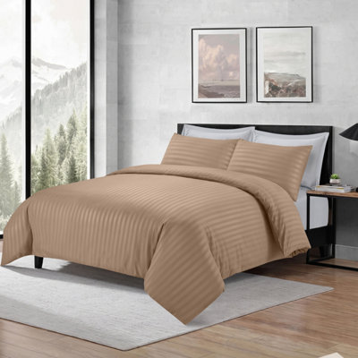 B&Q -  Stripe Duvet Cover & Pillowcase Set Single (Beige135X200Cm)