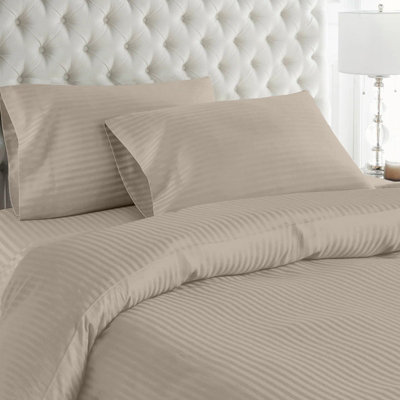 Moonlight Bedding Stripe Duvet Cover & Pillowcase Set King (Beige230X220Cm) from B&Q