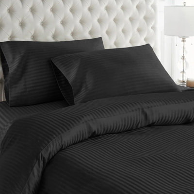 Moonlight Bedding Stripe Duvet Cover & Pillowcase Set King (Black230X220Cm) from B&Q