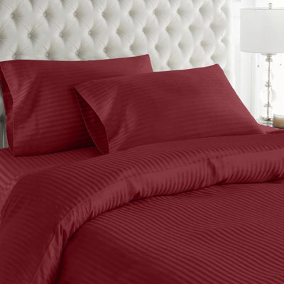 Moonlight Bedding Stripe Duvet Cover & Pillowcase Set King (Burgundy230X220Cm) from B&Q