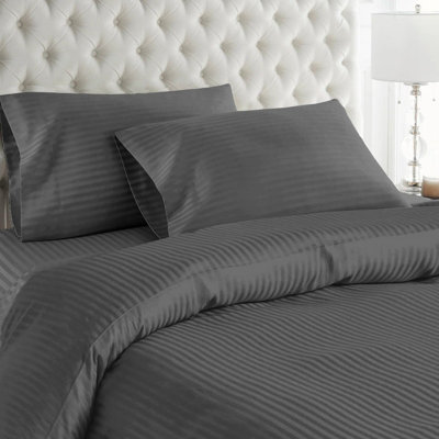 Moonlight Bedding Stripe Duvet Cover & Pillowcase Set Double (Charcoal200X200Cm) from B&Q