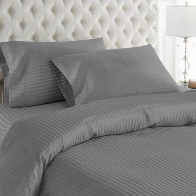Moonlight Bedding Stripe Duvet Cover & Pillowcase Set King (Grey230X220Cm) from B&Q