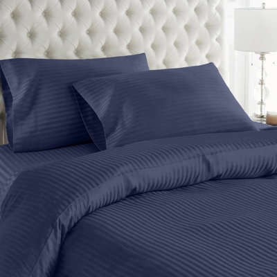 Moonlight Bedding Stripe Duvet Cover & Pillowcase Set King (Navy230X220Cm) from B&Q