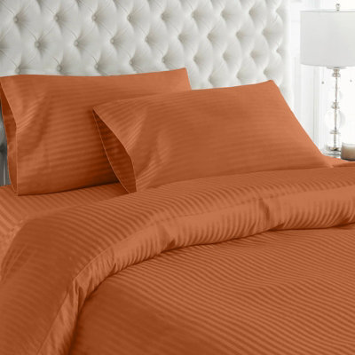 Moonlight Bedding Stripe Duvet Cover & Pillowcase Set Double (Rust200X200Cm) from B&Q