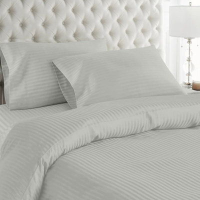 Moonlight Bedding Stripe Duvet Cover & Pillowcase Set Double (Silver200X200Cm) from B&Q