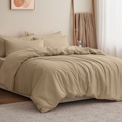 Moonlight Bedding Plain Microfibre 4 Piece Duvet Cover Set With Fitted SheetDouble (Beige200X200Cm) from B&Q