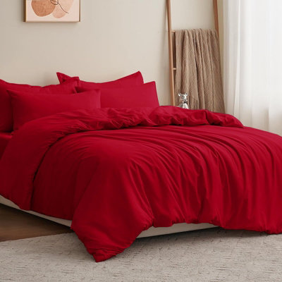 Moonlight Bedding Plain Microfibre 3 Piece Duvet Cover Set With Fitted SheetSingle (Burgundy135X200Cm) from B&Q