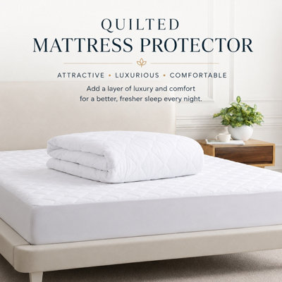 Moonlight Bedding Mattress ProtectorAnti Allergy Deep Fit SkirtSoft BreathableQuilted Bed CoverSingle (White90X190Cm) from B&Q