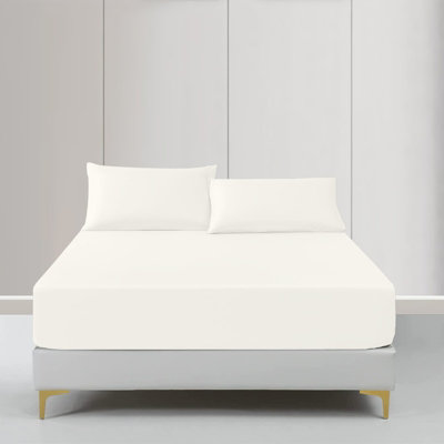Moonlight Bedding Super King Deep Pocket Fitted Sheet25Cm Elastic Corners Wrinkle Resistant Bed Sheets (Cream180X200Cm) from B&Q