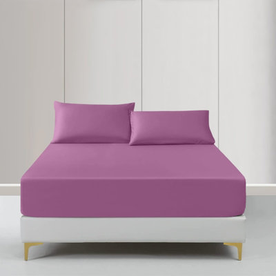 Moonlight Bedding Super King Deep Pocket Fitted Sheet25Cm Elastic Corners Wrinkle Resistant Bed Sheets (Purple180X200Cm) from B&Q