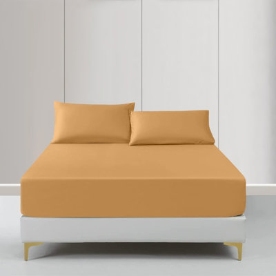 Moonlight Bedding Super King Deep Pocket Fitted Sheet25Cm Elastic Corners Wrinkle Resistant Bed Sheets (Ochre180X200Cm) from B&Q
