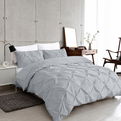 Moonlight Bedding Pinch Pleat Pintuck Quilted Duvet Cover Set With Pillowcases3 Piece King (Silver230X220Cm) from B&Q