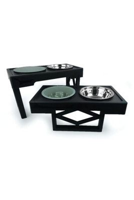 Huggle Pets Hugglepets Raised Double Diner Dog Bowl Feeder With Slow Feeding Dish & Steel Water Bowl from B&Q