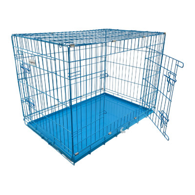 B&Q -  Hugglepets Dog Cage With Metal TrayBlueLarge