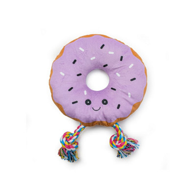 Huggle Pets Hugglepets Party Pup Donut Squeaky Dog Toy Purple from B&Q