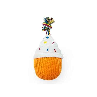 Huggle Pets Hugglepets Party Pup Cupcake Squeaky Dog Toy Orange from B&Q