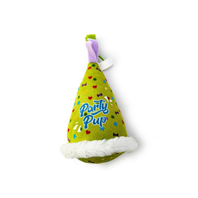 Huggle Pets Hugglepets Party Pup Hat Squeaky Dog Toy Lime from B&Q