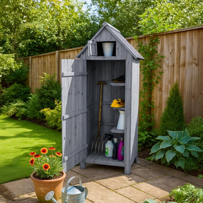 Jack Stonehouse Jsh Tall Slim Wooden Outdoor Garden Storage ShedCompact Utility Sentry UnitSlope RoofLockable DoorShelvesRoof Hatch 6Ft from B&Q