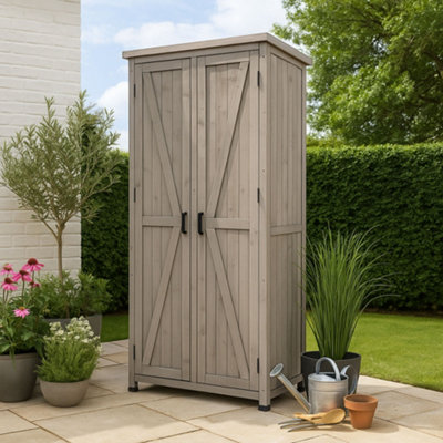 Jack Stonehouse Jsh Wooden Garden Storage Tool Shed Outdoor Weatherproof Utility Cupboard Cabinet With Internal ShelvesGrey from B&Q